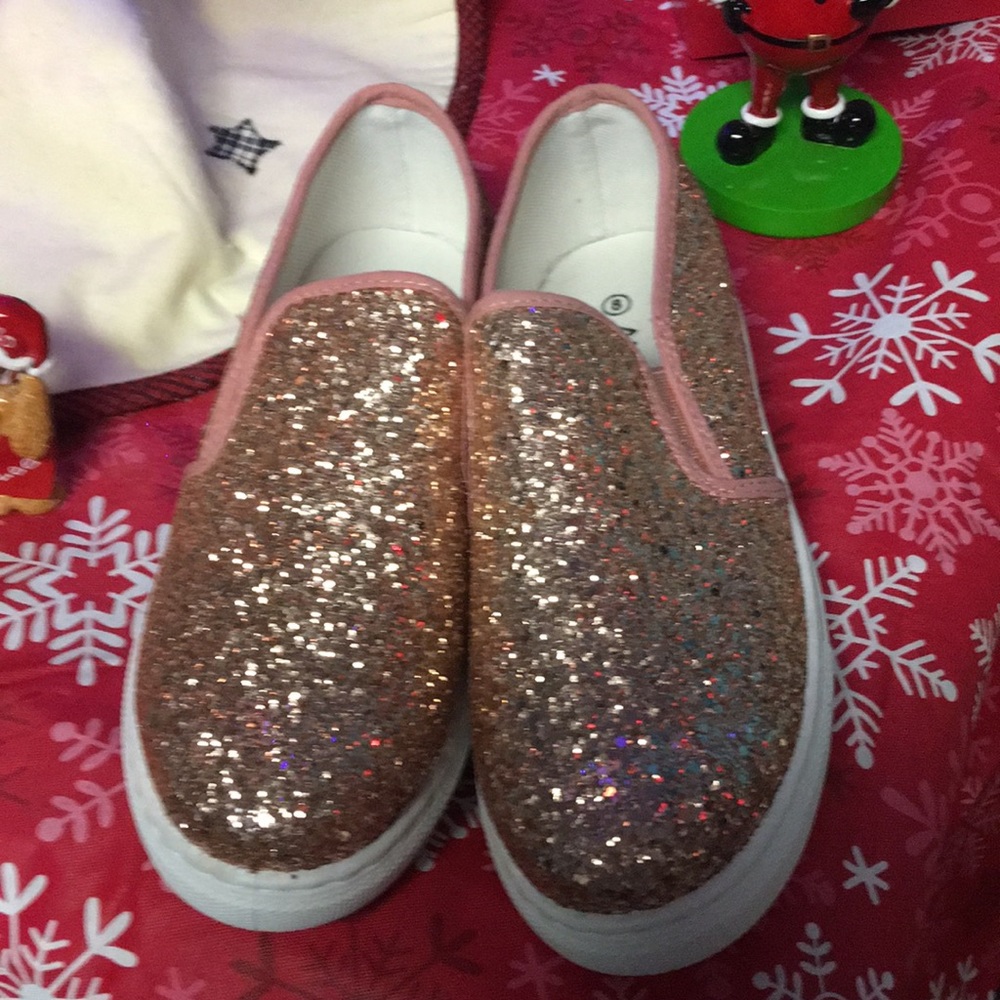 ANNA Gold Sparkle Slip On Sneakers